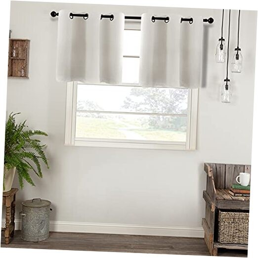 Blackout Kitchen Tier Curtains 42W x 24L Short Set of 2 in Greyish White