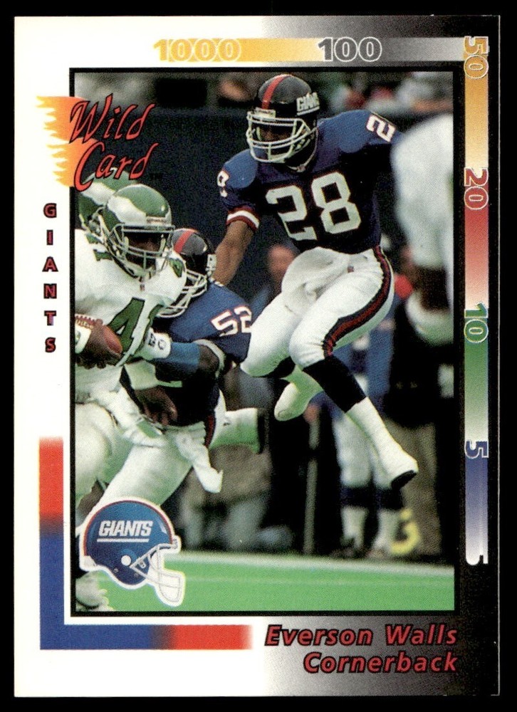 1992 Wild Card Everson Walls NY Giants #182 Football Card