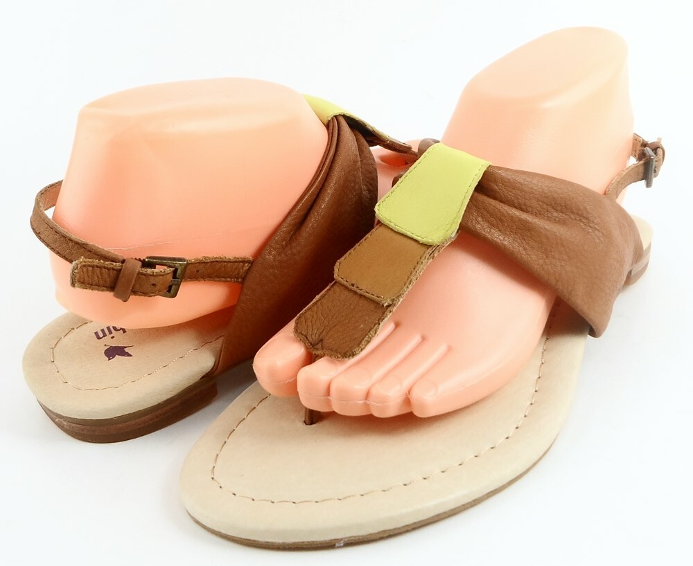 Faryl Robin Whitney Brown Leather Thong Sandals Size 10