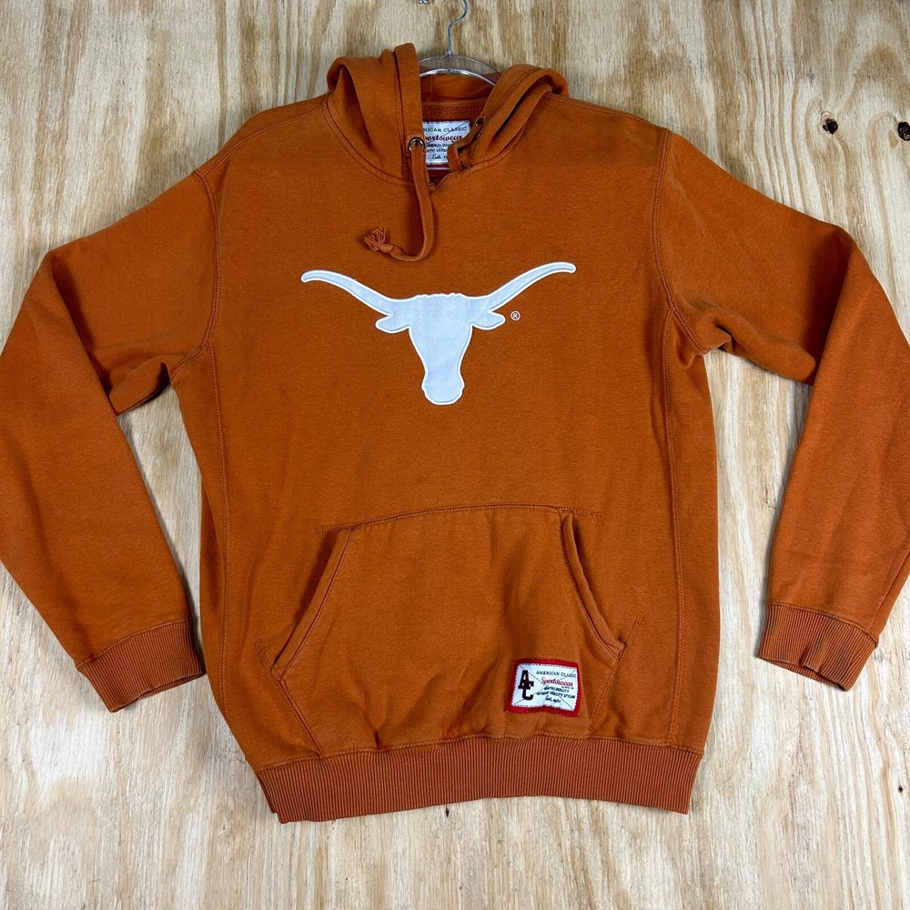 VTG AC Texas Longhorns NCAA NFL Football Sweatshirt Hoodie Men's M Orange Y2K