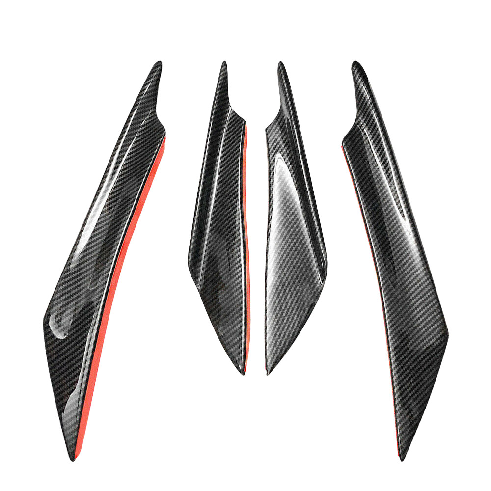 4pcs Carbon Fiber Car Fin Bumper Canard Splitter Diffuser Valence Spoiler Lip