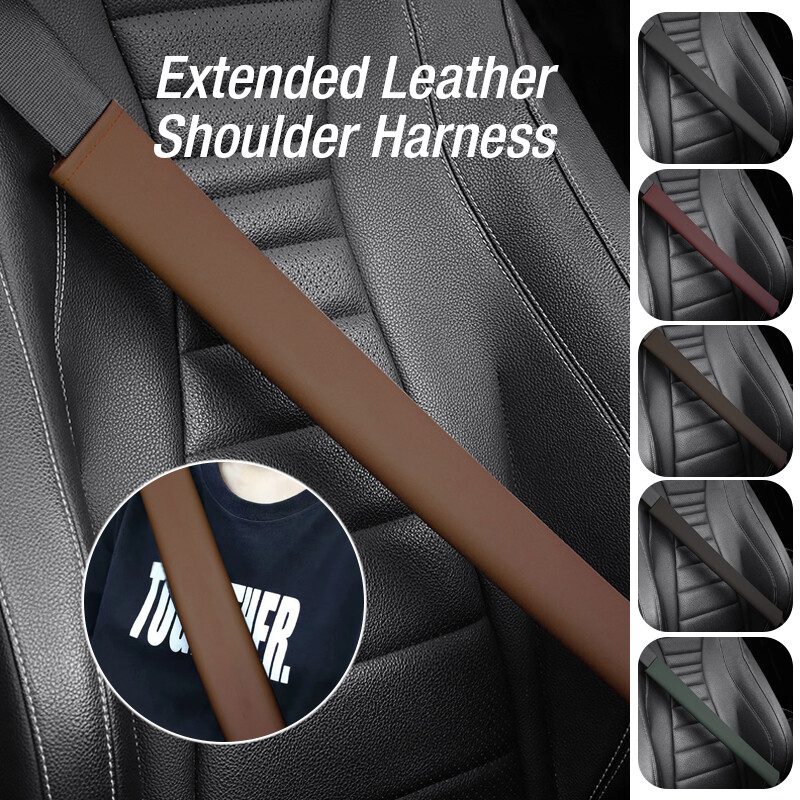 1/2PC Universal Car Seat Belt Cover PU Leather Long Shoulder Pad Strap Protector