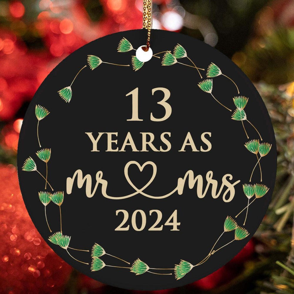 13 Years As Mr   Mrs Ornament 13th Anniversary Christmas Gift Tree Decor Hanging