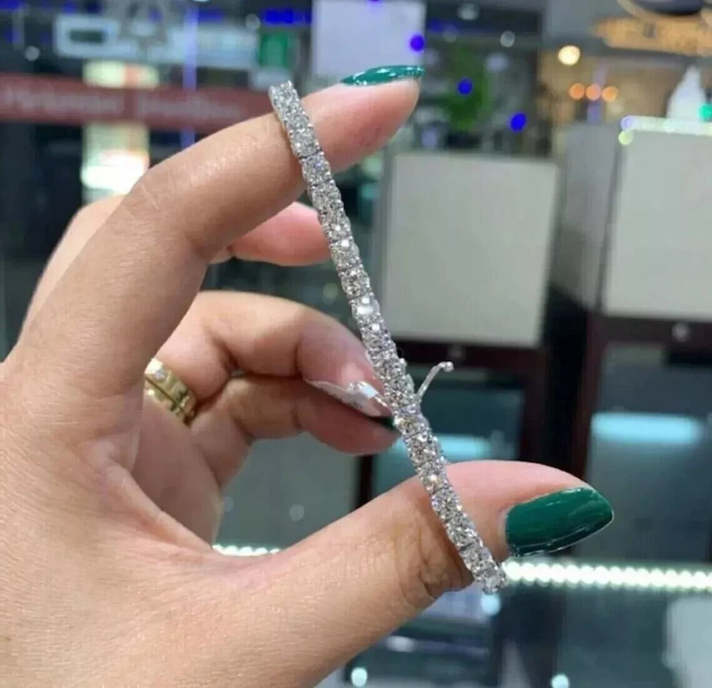 9Ct Round Cut Lab-Created Diamond Women's Tennis Bracelet 14K White Gold Plated