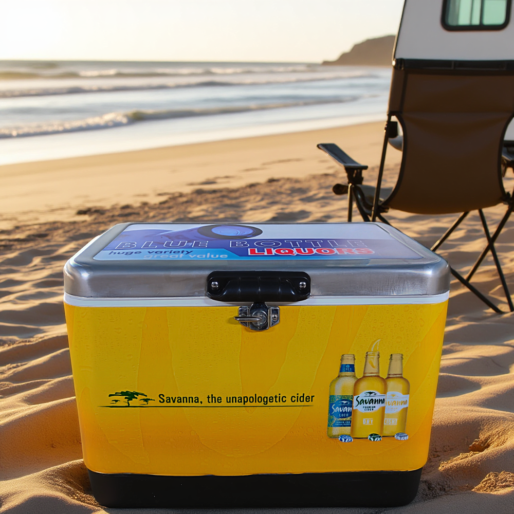 54Qt Stainless Steel Cooler for Beach - Large Rust-Resistant for Ocean Picnics