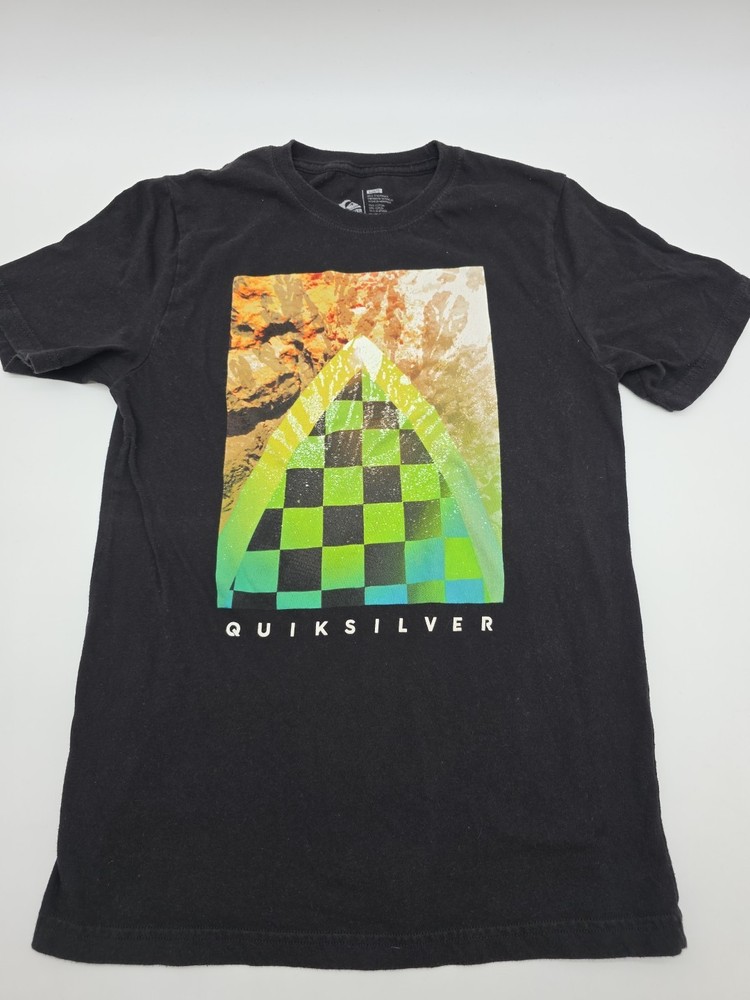 Quiksilver T-Shirt Youth Boy Large Graphic Print Logo Black.#39546