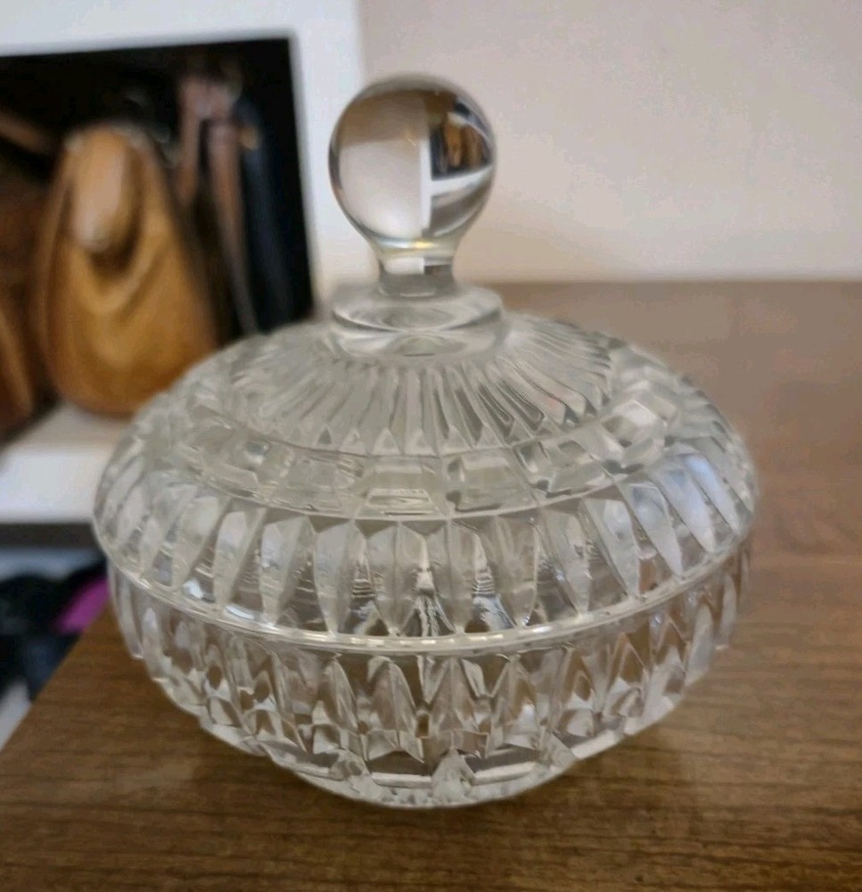 Vintage Cristal D'Arques Durand Longchamp lidded clear glass candy dish