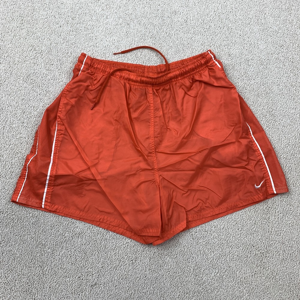 Vintage Nike Athletic Shorts Men's Large Orange Elastic Waist Swoosh Logo