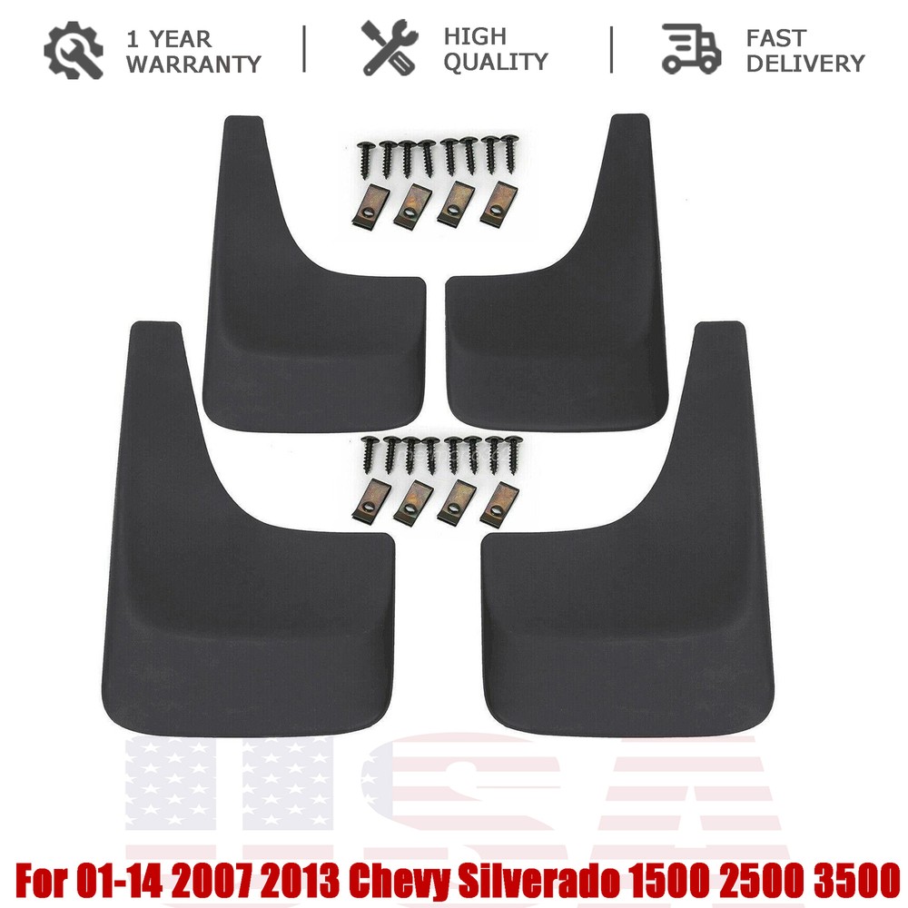 4Pcs Mud Guards Splash Flaps for 2007-2013 Chevy Silverado 1500 2500 3500