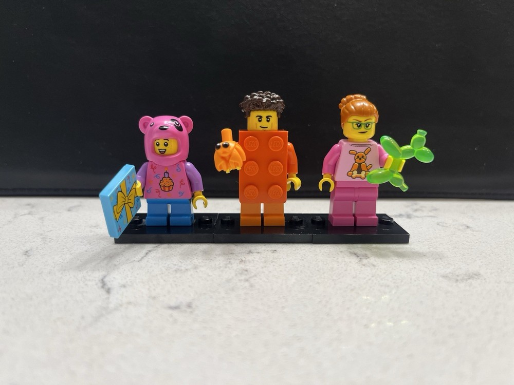 LEGO BAM Q1 Birthday Minifigure Lot 🎂 Bear Costume, Brick Guy, Balloon Girl