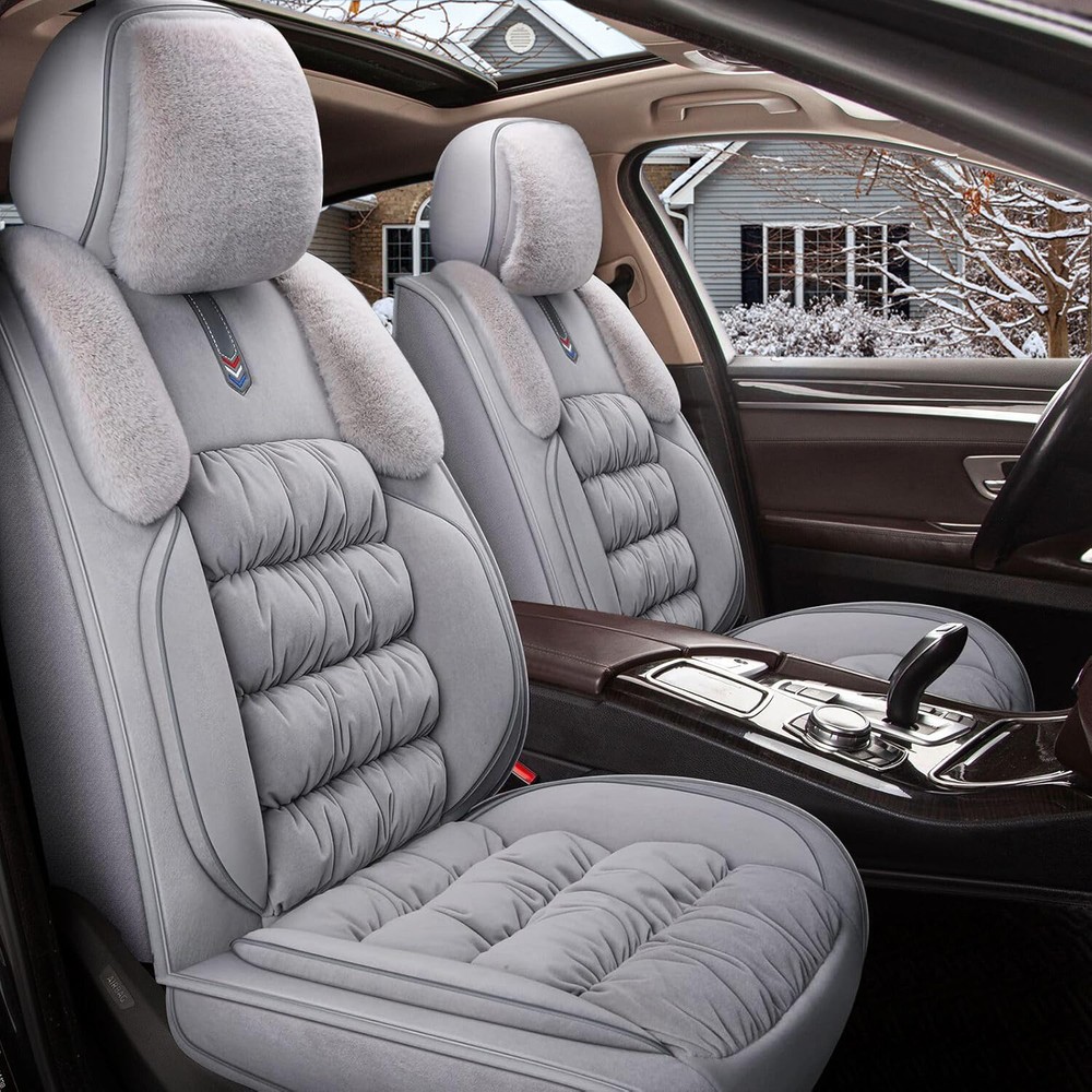 Fit for Mazda 6 2010-2021 Car 5-Seat Covers Plush Winter Seat Cushion Warm(Grey)