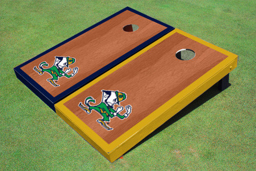 Notre Dame Fighting Irish Rosewood Cornhole Set with Alternating Border