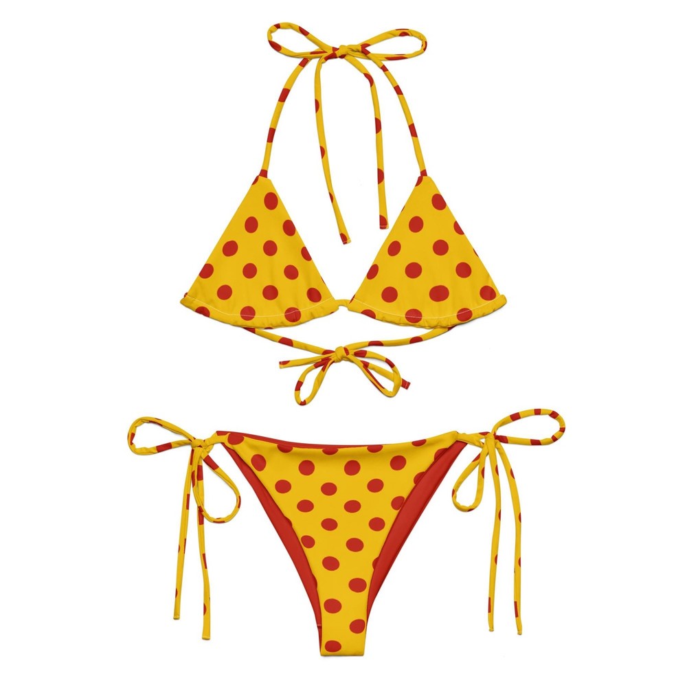 Y2K Coquette Yellow Polka Dot Triangle Bikini