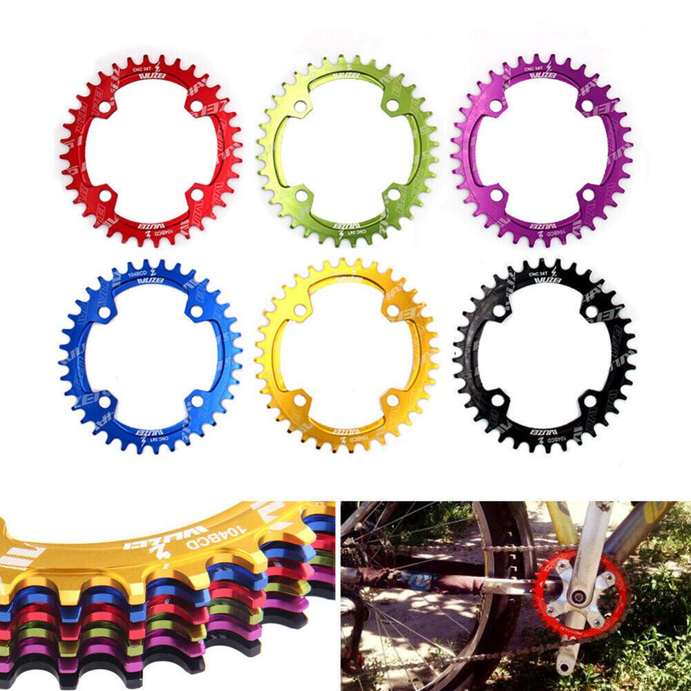 For  WUZEI Bicycle Chainwheel BCD 104 32T 34T 36T 38T 104 mm Round Narrow Wide