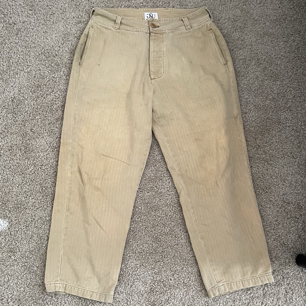 Vintage 90s 1993 girl skateboard HBT army style tan pants 36(fits32) baggy Skate
