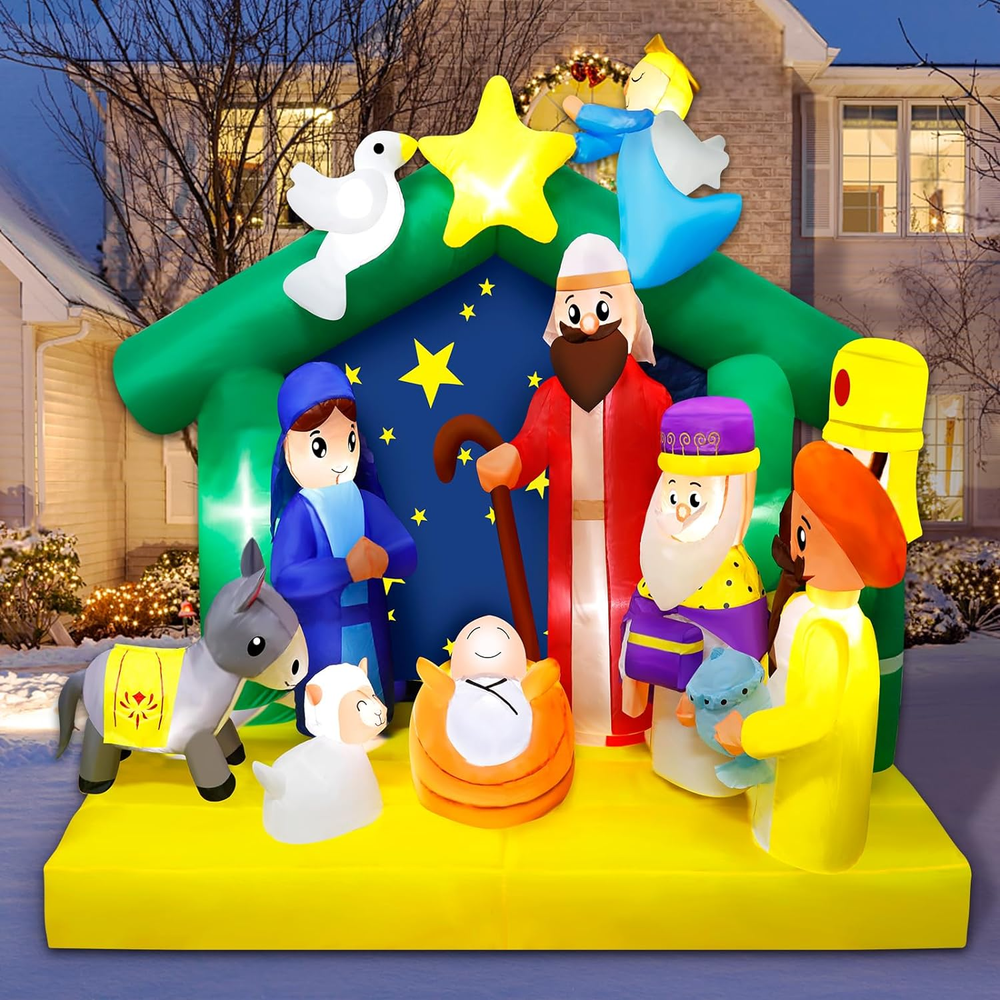 6.5FT Christmas Inflatables Nativity Scene 2025 NEW LED Outdoor Decoration