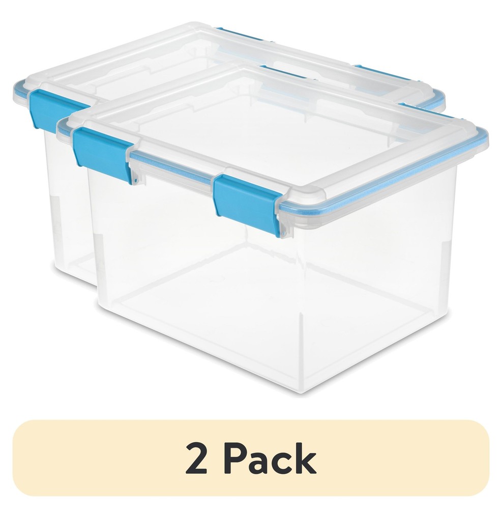 (2-Pack) 32 Qt Clear Airtight Storage Bins with Gasket Lids