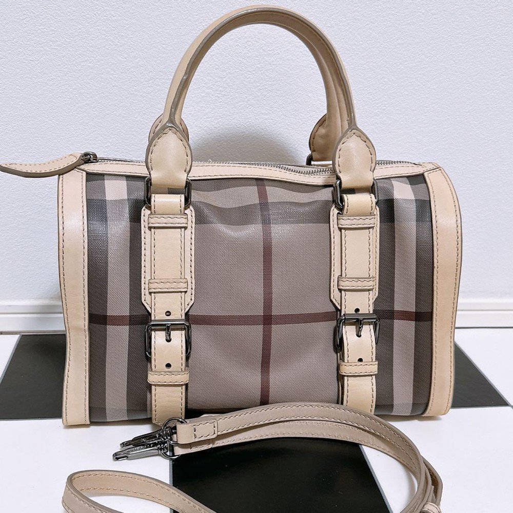 Burberry Shoulder Bag 2way Nova Check PVC Beige Authentic F10251667