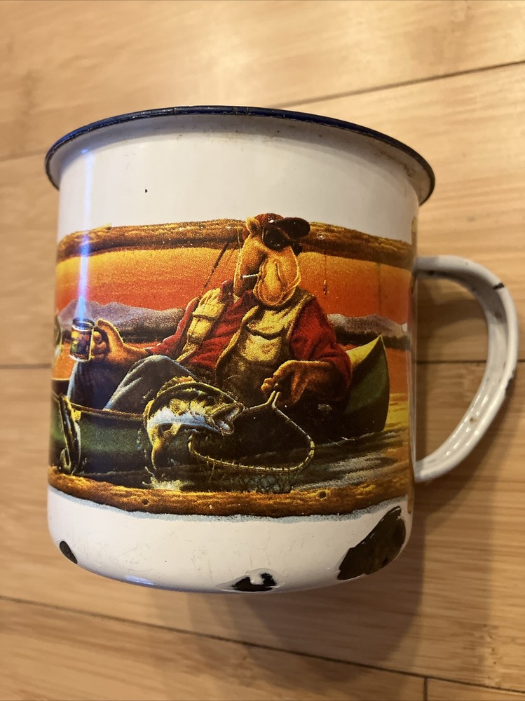 Joe's Fish & Game Club Enameled Joe Camel Metal Tin Cup.
