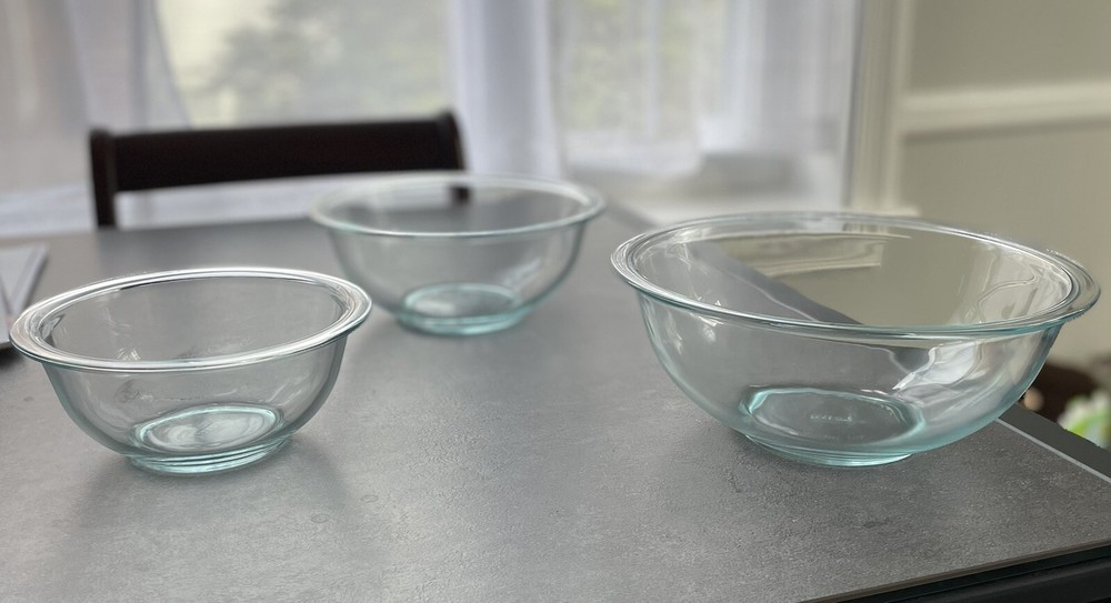Pyrex Nested Mixing Bowls Tinted Blue