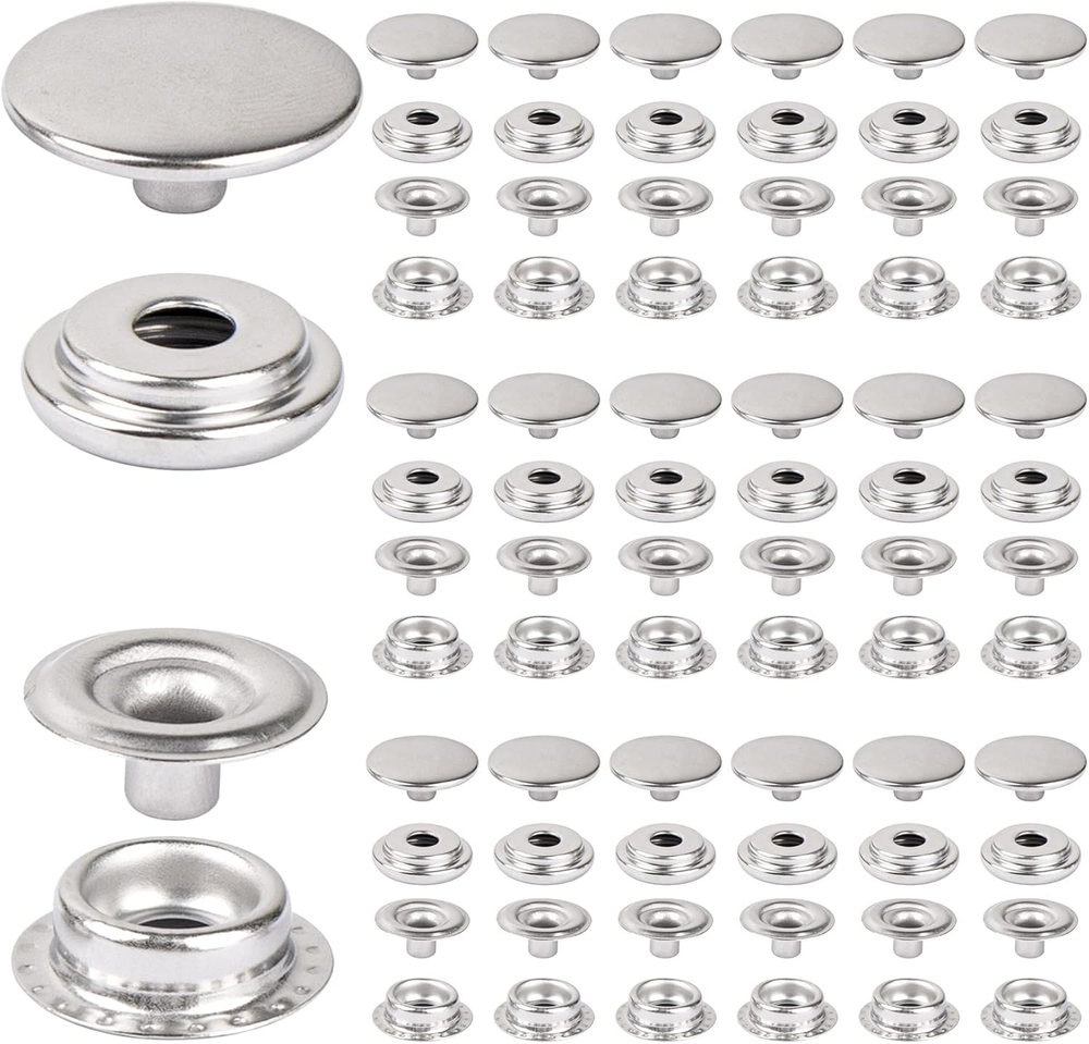 , 200 Pack Stainless Steel Snap Fastener Kit, 15Mm Heavy Duty Button Press Stud