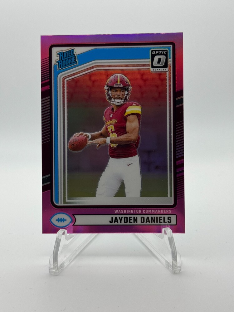 2024 Panini Donruss Jayden Daniels #389 Rated Rookie Optic Preview Pink Prizm
