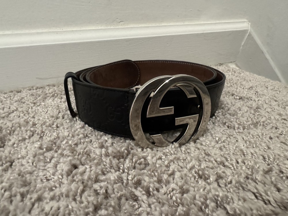 Gucci Black Leather Belt Size 95 • 38 Style 411924