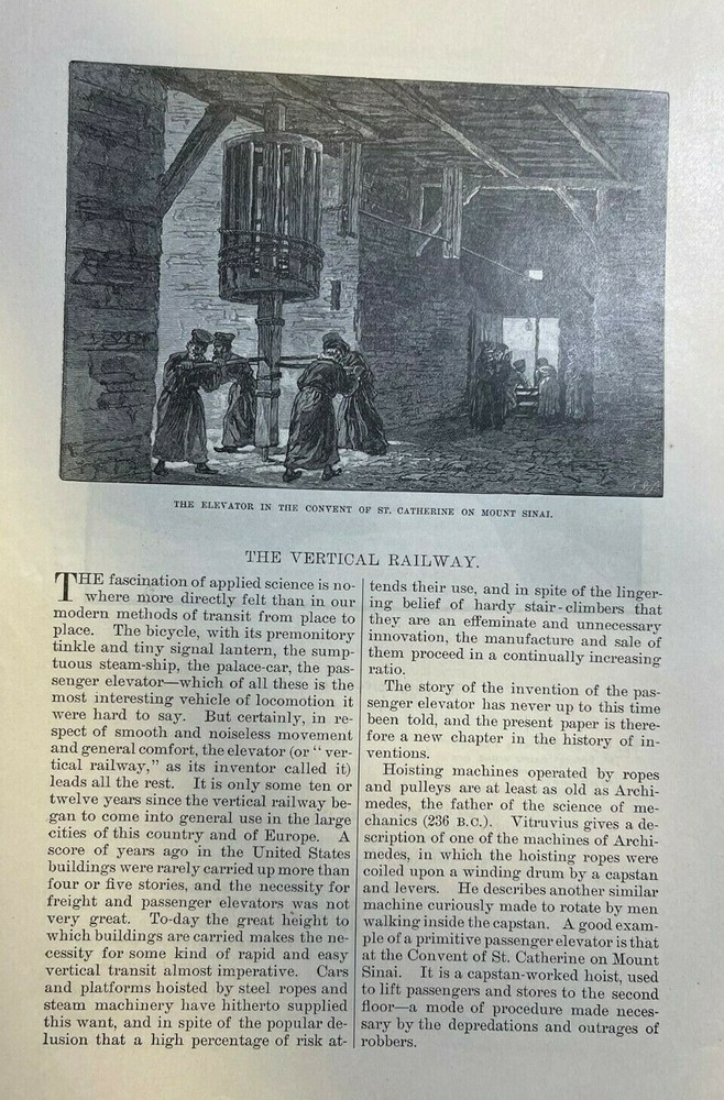 1882 Elevator Otis Tufts Waterman's Elevator illustrated