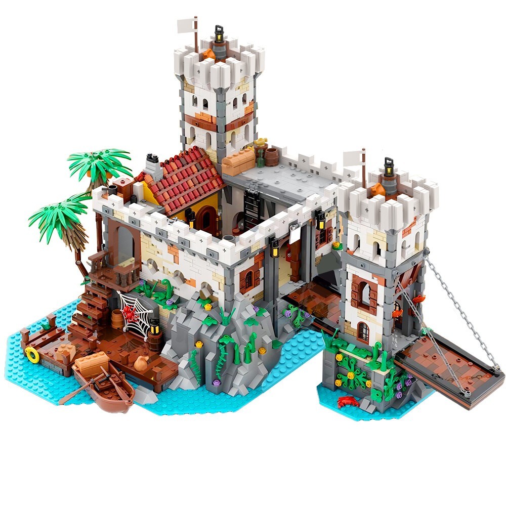 MOC Forts of Pirates Modular Building Pirate Stronghold Model 3287 Pcs