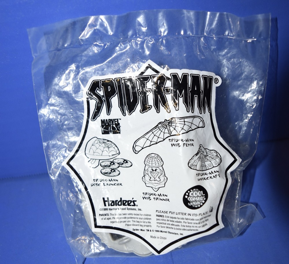 Vintage 1999 Hardee's Marvel Spider-Man Pull Back Hovercraft Happy Meal Toy