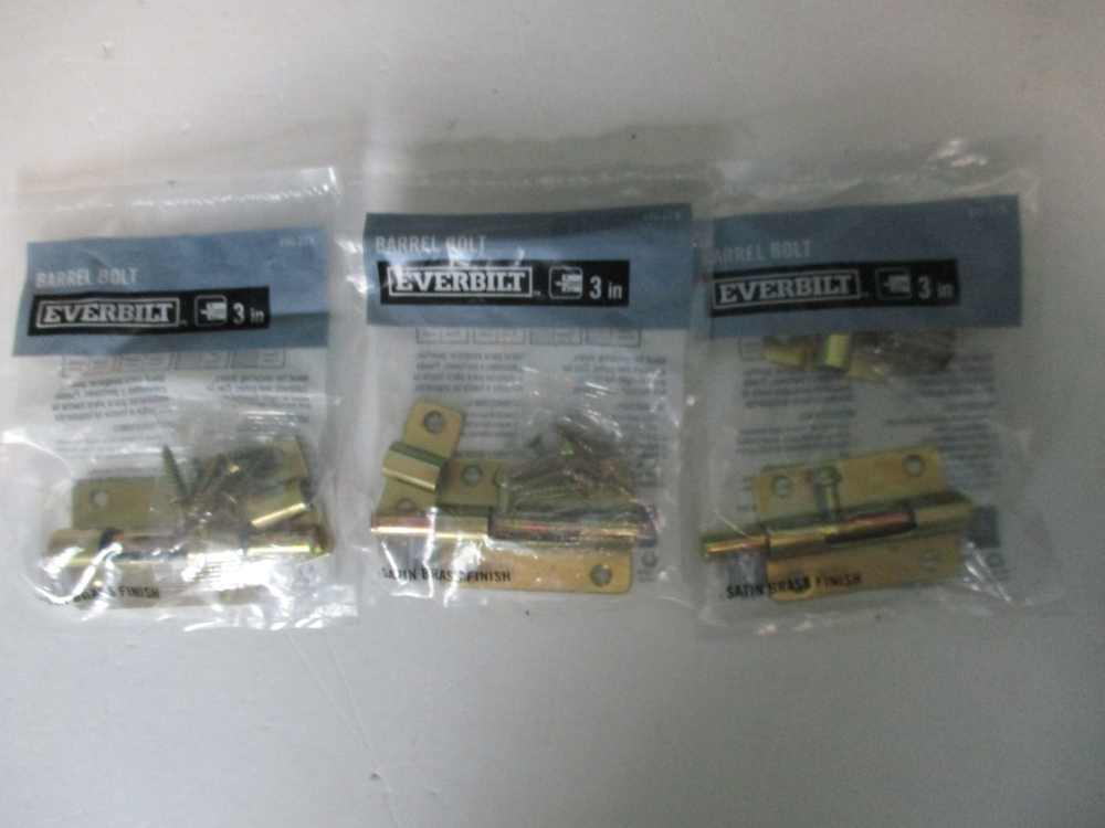 Everbilt 3 In. Satin Brass Barrel Bolt NEW 240 273