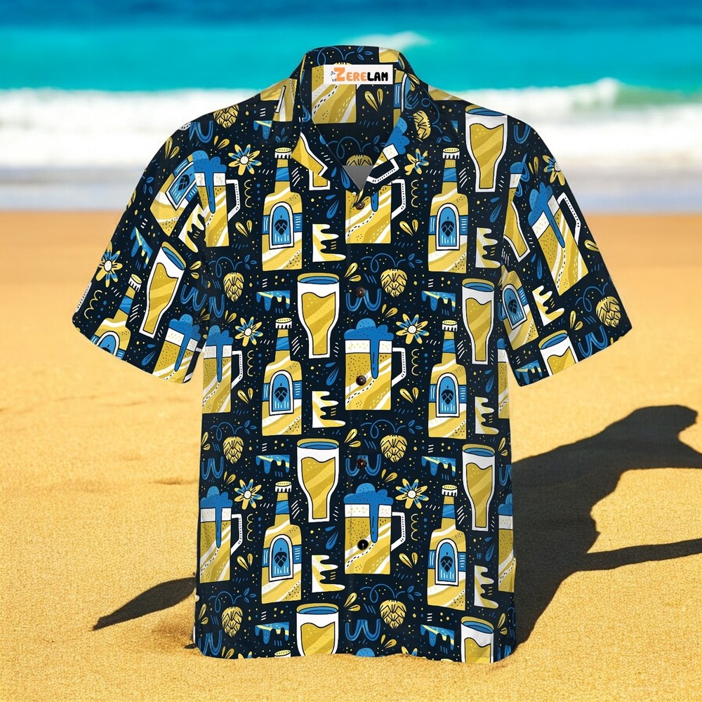 Beer Special Pattern Hawaiian Shirt For Men US Size Summer Style
