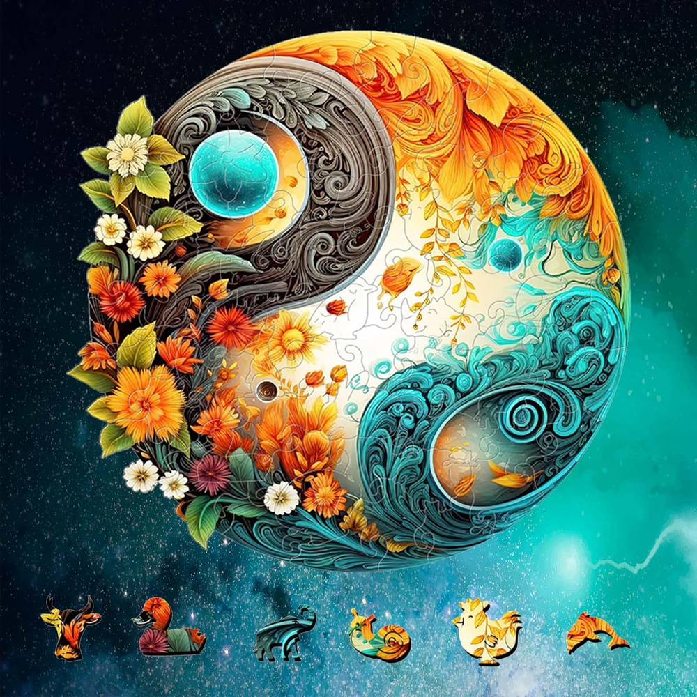 Wooden Jigsaw Puzzles for Adults, Yin Yang Style Wooden Jigsaw Puzzles Large Siz