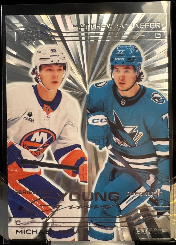 Upper Deck 2025-26 Series 2 Young Guns Checklist Outburst #500 Schaefer  Misa