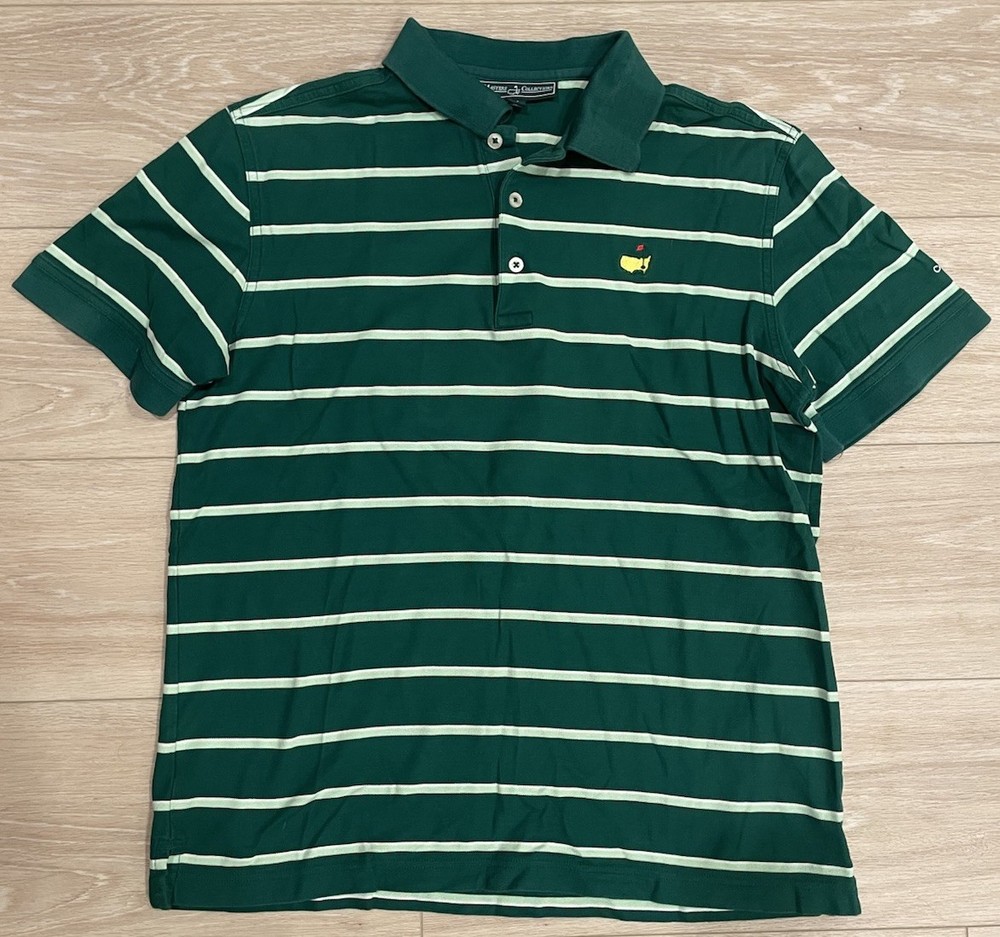 Masters Collection Polo Men’s M Green White Striped Masters Golf Outdoor