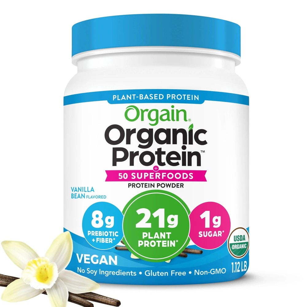 Orgain Organic Vegan 21g Protein Powder + 50 Superfoods Vanilla Bean 1.12lb