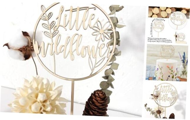 Wooden Wildflower Cake Topper for Baby Shower Floral Decor