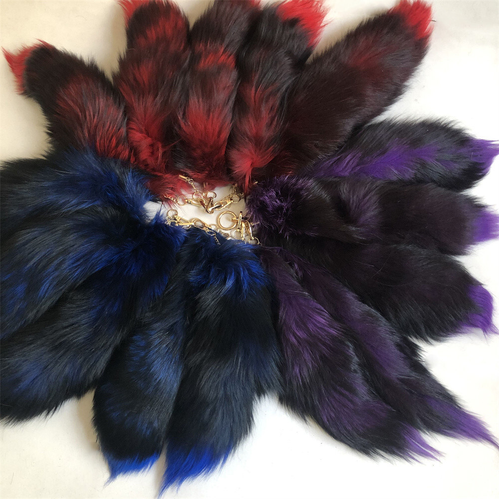 Wholesale 2-10pcs 16-18 inch Real Fox Fur Tail Keychain Cosplay Accessory
