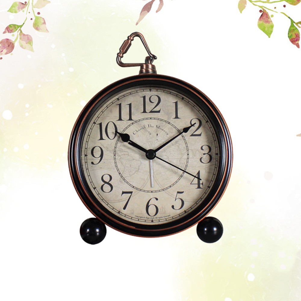 Retro Metal Mute Alarm Clock for Home No Battery Needed