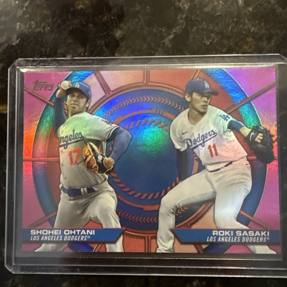 2025 Topps Series 2 - Shohei Ohtani & Roki Sasaki (RC) PINK FOIL Dodgers #DD-15
