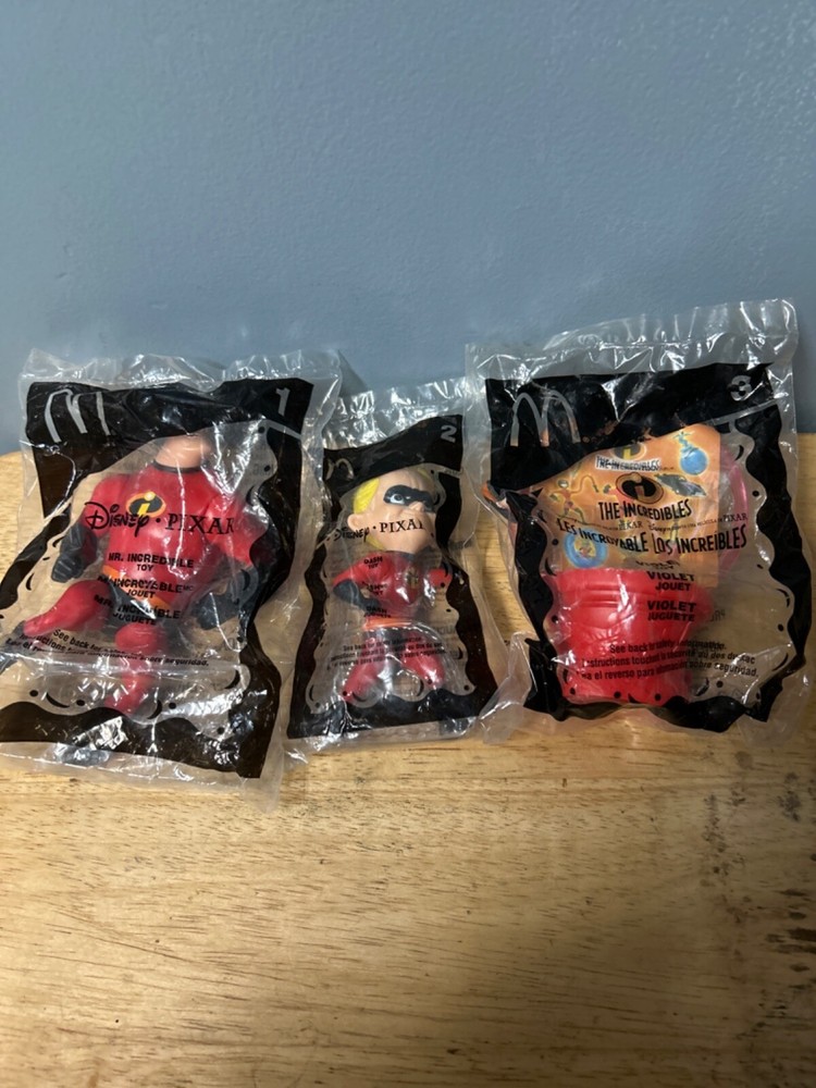 The Incredibles McDonalds' Happy Meal Toy Figure Lot of 3