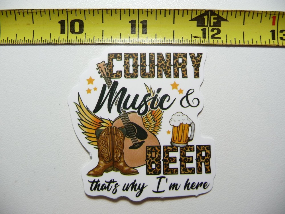 Country Music Beer Boots Winged Guitar Sticker Decal for Band Dance Fans