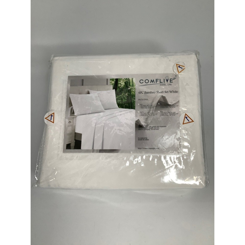 Comflive Angel l4 pc Bamboo sheet set B138 white