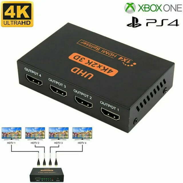 HDMI 2.0 Splitter 1 in 4 Out - 4K 3D HDMI Splitter 1x4 Duplicate/Mirror Screen