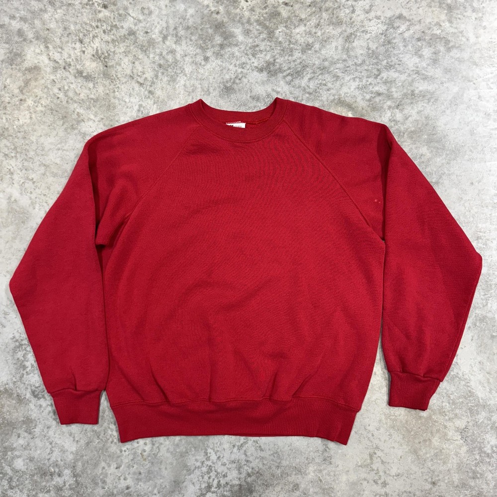 Lee Sturdy Sweats Sweatshirt Mens Extra Large Red Crewneck Pullover Raglan Blank