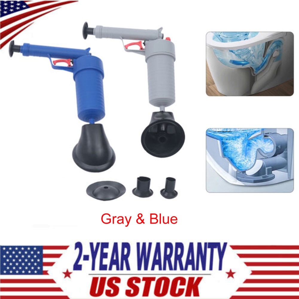 Toilet Plunger Drain Unblocker Powerful Pneumatic Dredge Equipment Gray & Blue