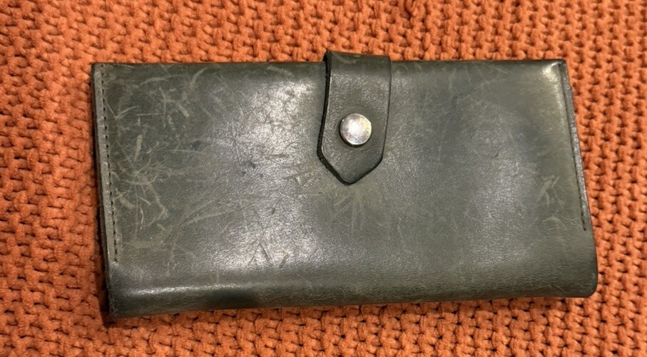 Green Leather Wallet Grunge Casual Rustic Boho Cowgirl Retro Original Prym Money