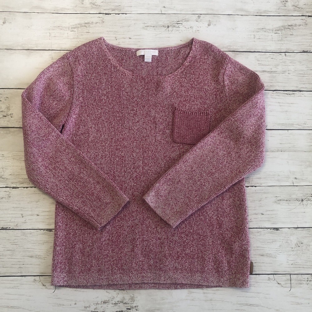 BURBERRY Children Heathered White/Pink Scoop Neck Pullover Knit Sweater Sz 10Y