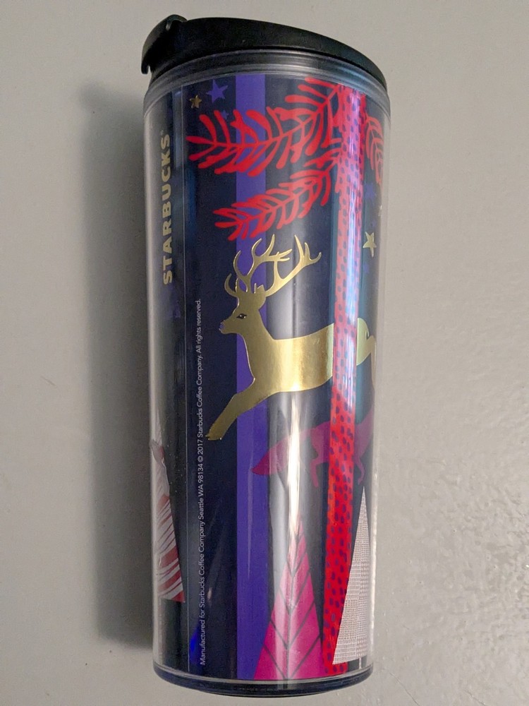 Starbucks 2017 Reindeer Holiday Tumbler 16oz Travel Mug Christmas Tree Bunny
