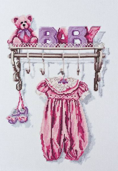 Cross stitch kit - Baby. Girl 23x32cm White Aida 14ct needlepoint kit